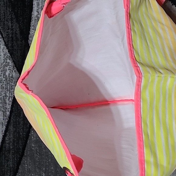 VICTORIA SECRET OMBRE NEON STRIPES CANVAS TOTE BAG - Picture 11 of 11